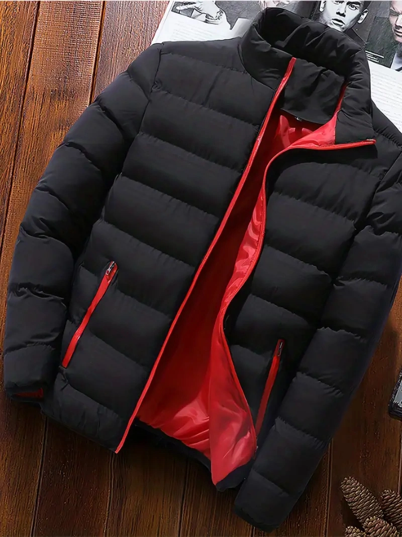 Winter Men&prime;s Casual Slim Fit Stand Collar Zipper-up Padded Jacket