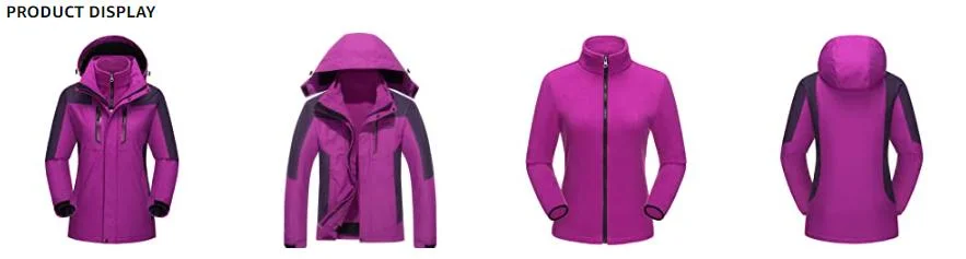 Manufacturer China Women&prime; S 3-in-1 Winter Ski Jacket with Detachable Hood Water Resistant Fleece Lining Snowboard Rain Jacket