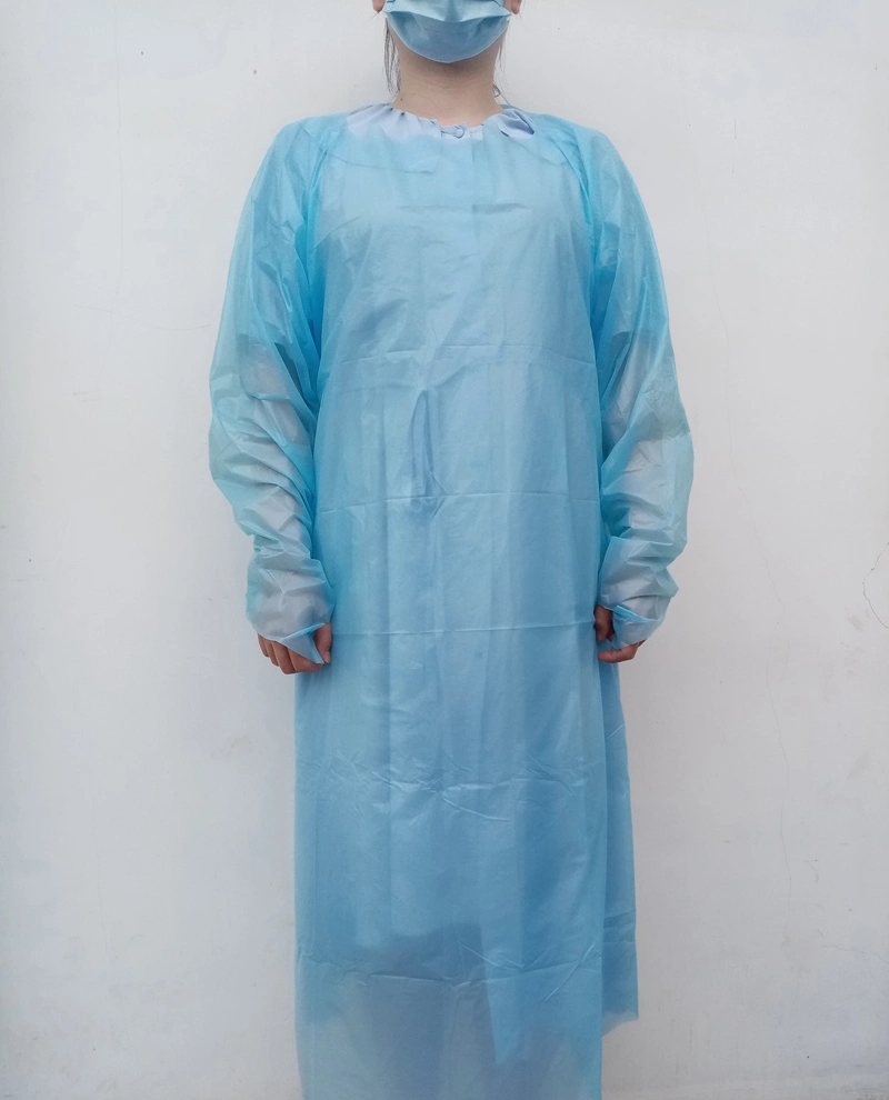 Cheap Factory Price Work Protection CPE Non Woven Fabric Isolation Gown Medical Protective Clothes