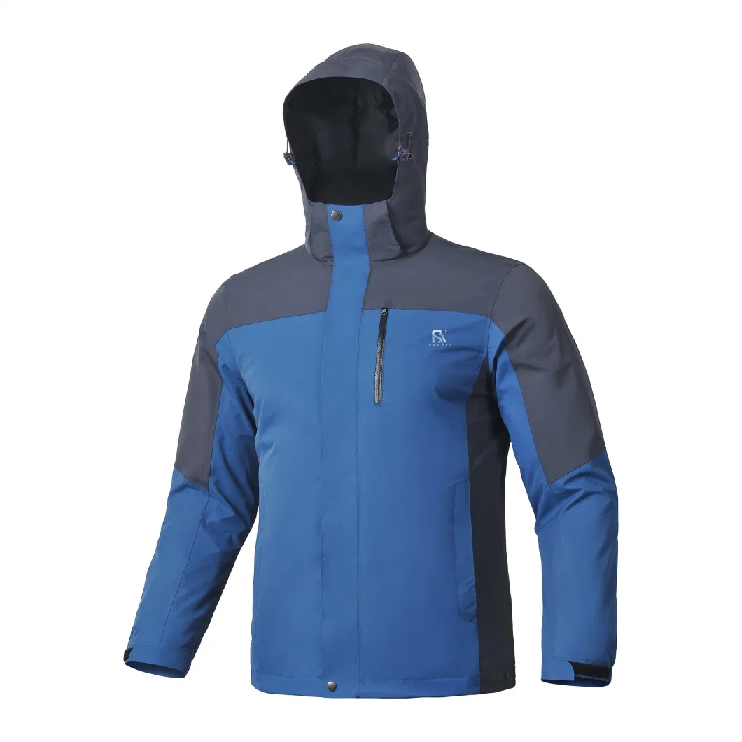 Men Outdoor Winter Parka Climbing Clothes Waterproof Windproof Breathable Jacket with Hoody Navy