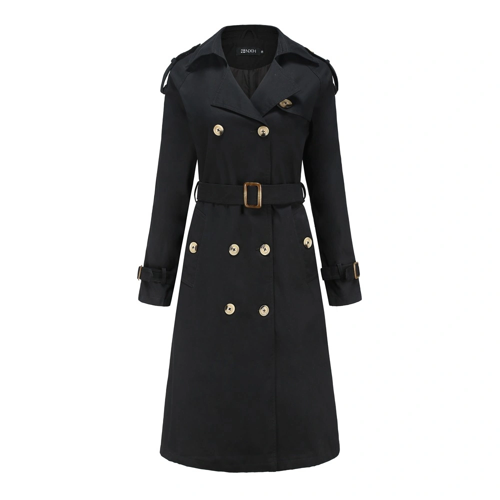 New Women&prime;s Long Waist Fashion Coat Long Sleeve Women Jacket Windbreaker