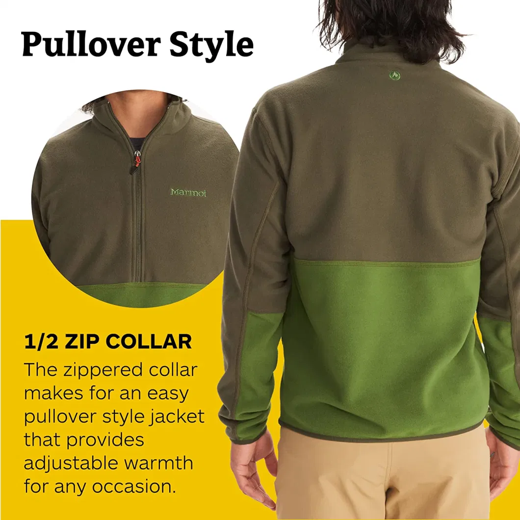 Mens Zipper 100% Polyester Custom 1/2 Zip up Custom Winter Warm Lining Embroidery Fleece Jacket for Men