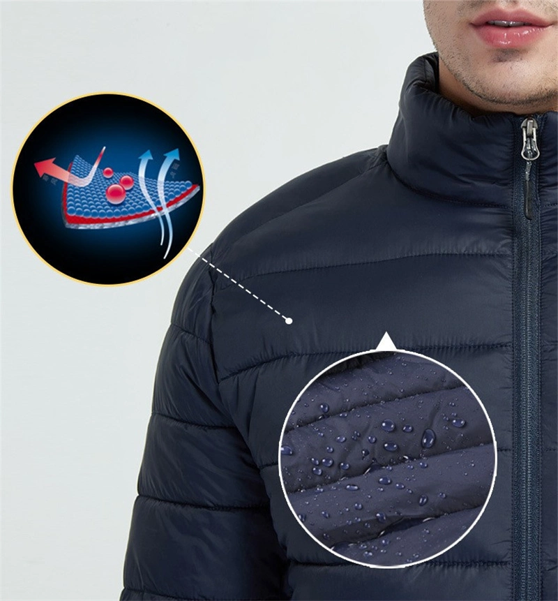 Custom Embroidery Goose Down Warm Windbreaker Bubble Cotton Coat Thick Casual Outdoor Sports Work Uniform Padded Men Winter Puffer Down Jacket