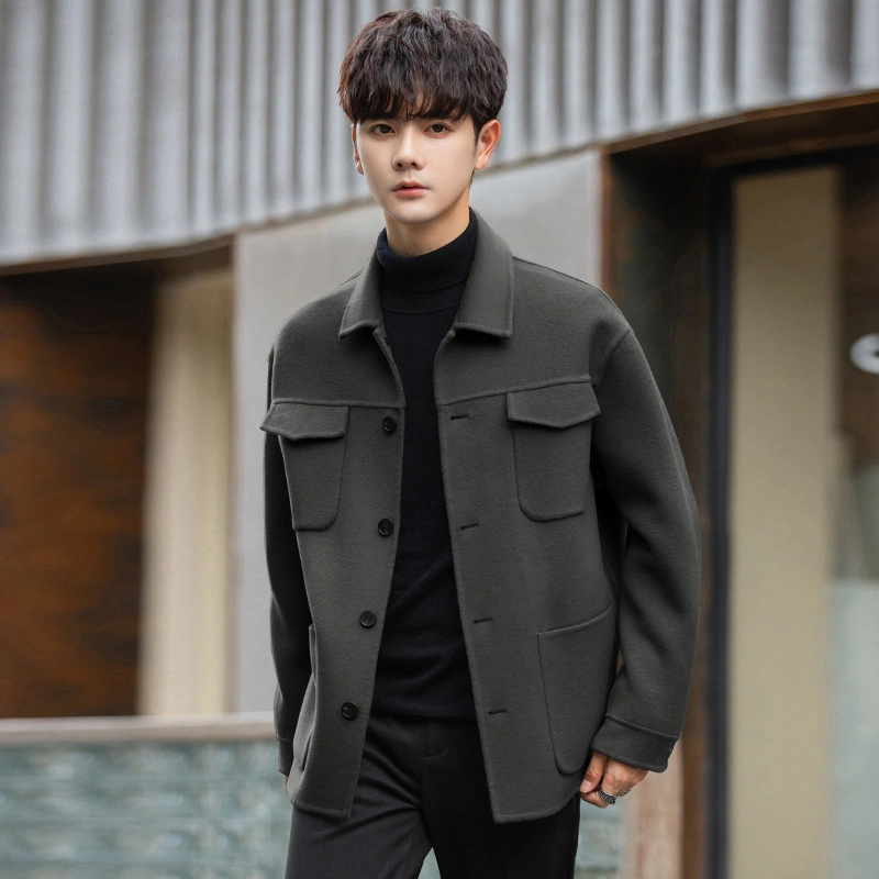 New Youth Double-Sided Woolen Coat Short Mens Jacket Trendy Casual Coat Jkt-573