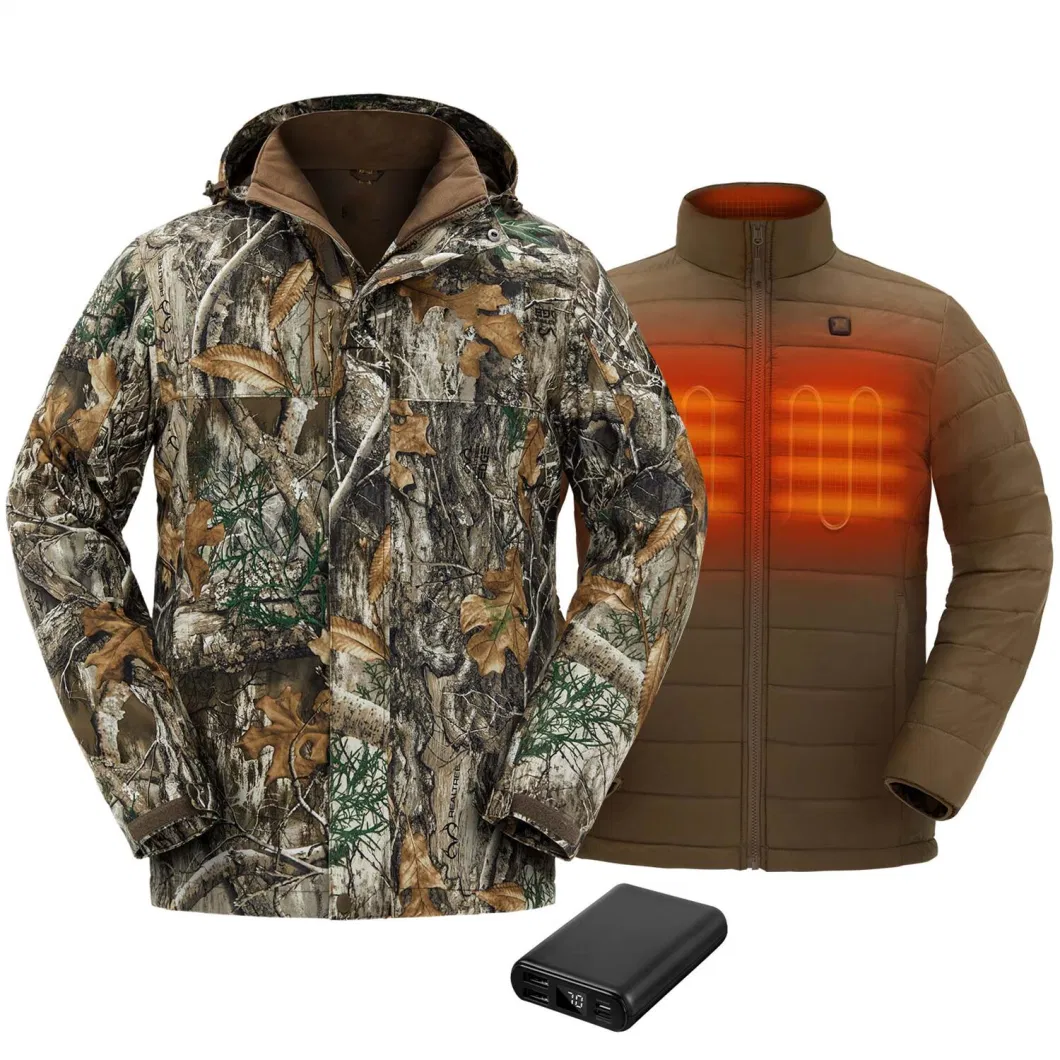 ODM Custom Outdoor Windproof and Waterproof Battery Heated Hunting Fishing Jacket