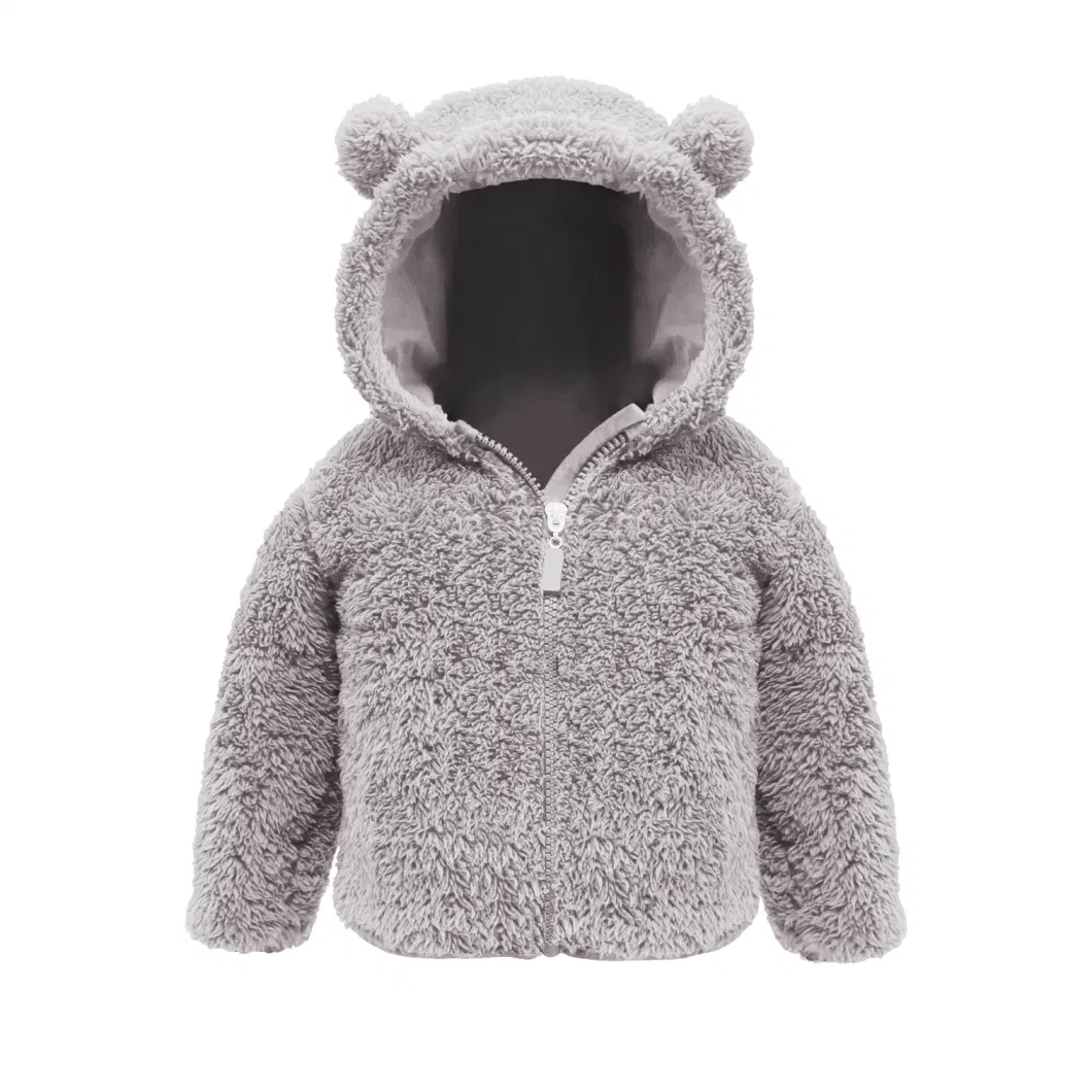 Thick Coat Flannel Sherpa Pullover Tops Toddler Little Girls Fleece Kids Winter Fleece Zipper Hooded Jacket