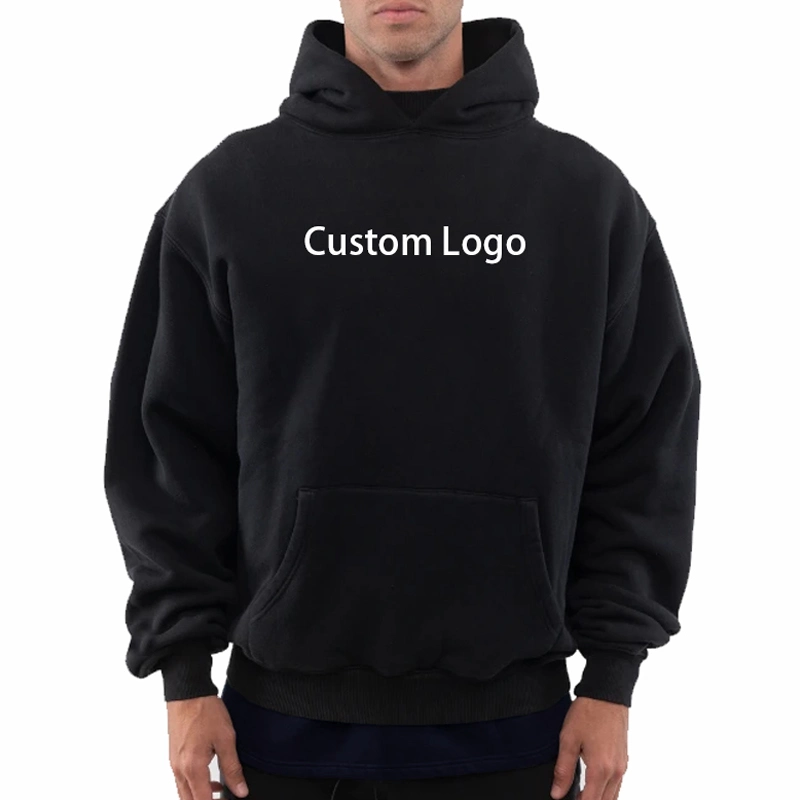 Custom Logo Plain Oversized Hoodie Manufacturers Wholesale Cotton Thick Cropped Hoody in Bulk Heavyweight Hoodie Sweatshirts Streetwear Clothing Men&prime;s Hoodies