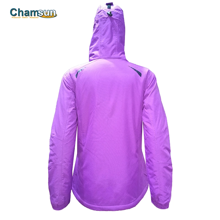 Wholesale Women&prime;s Purple Ski Jackets with Connected Hood