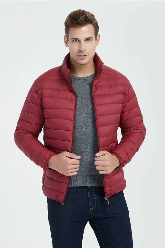 Stock Wholesale Customized Men Male Fashion Classic Cotton Fake Down Windproof Waterproof Jacket for Hoodie Warm Winter