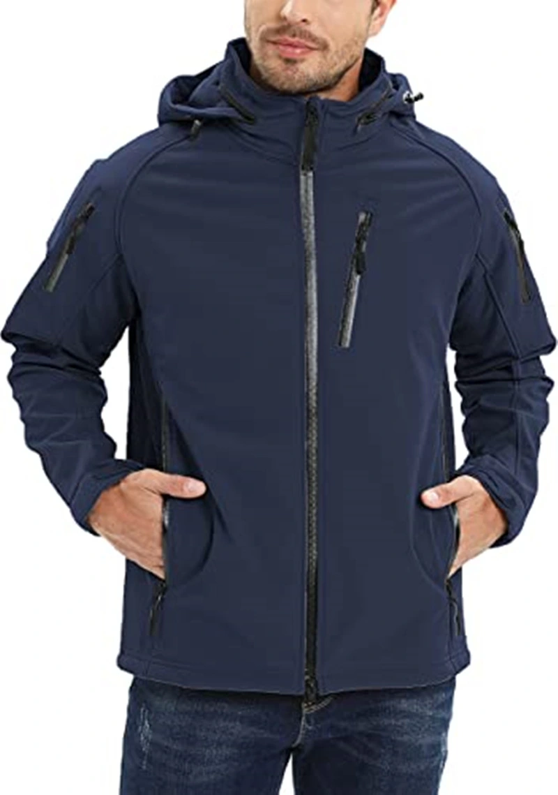 Mens Outdoor Tactical Fleece Jacket Softshell Hooded Jacket Warm Hiking Winter Coat