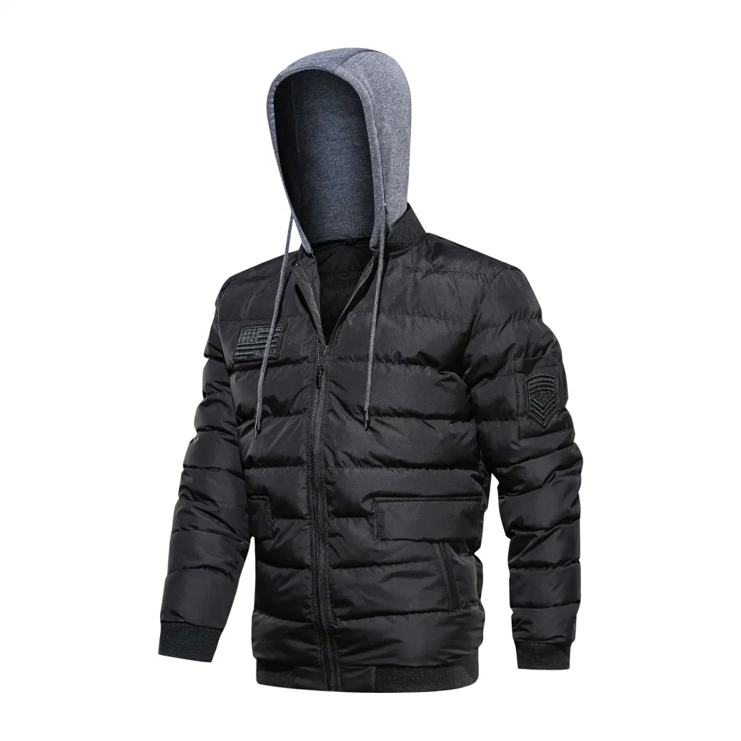 Winter Lightweight Waterproof Windproof Fashion Design Breathable Softshell Outdoor Men Sports Hiking Padded Jacket with Knit Gray Hood