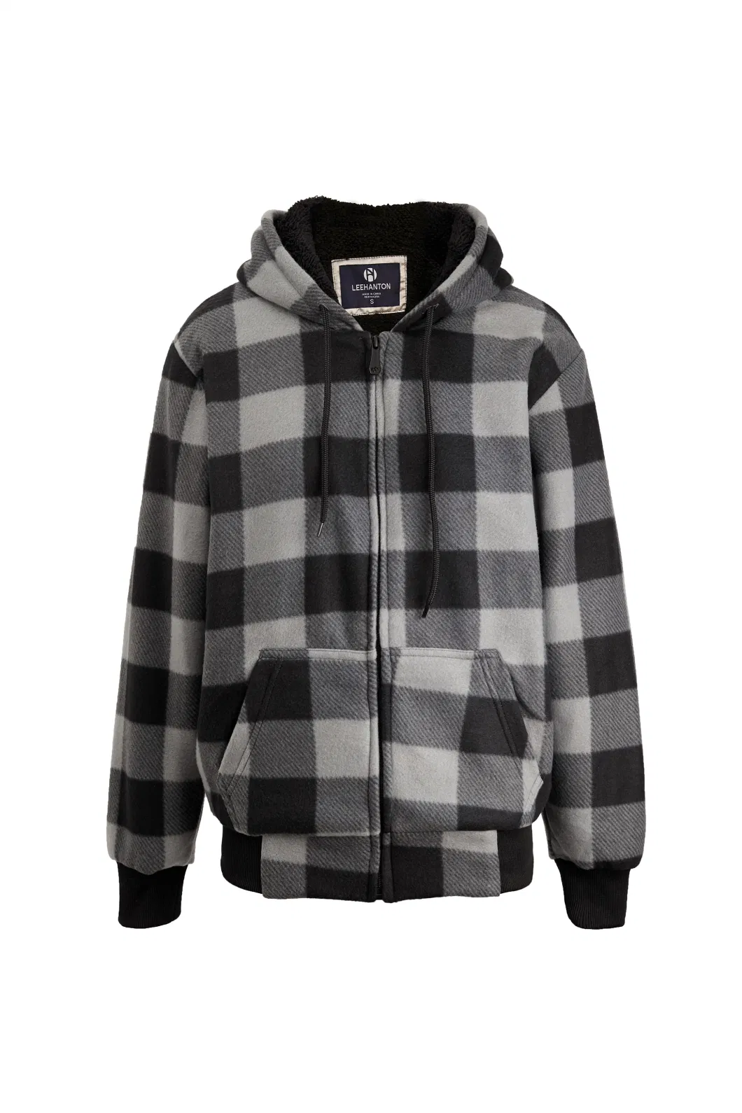Men&prime; S Hoodie Sherpa Lined Sweatshirt Warm Mens Fleece Jacket OEM Winter Clothing Black Casual Custom Mens Jacket