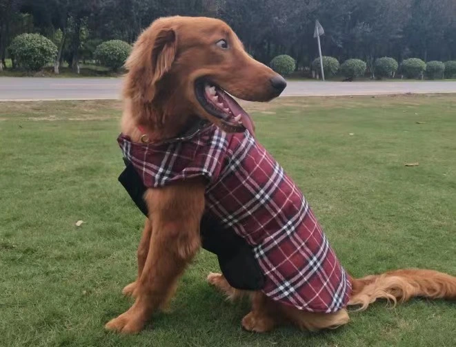 Green English Style Plaid Double-Faced Dog Jacket Waterproof Dog Winter Coat Dog Clothes