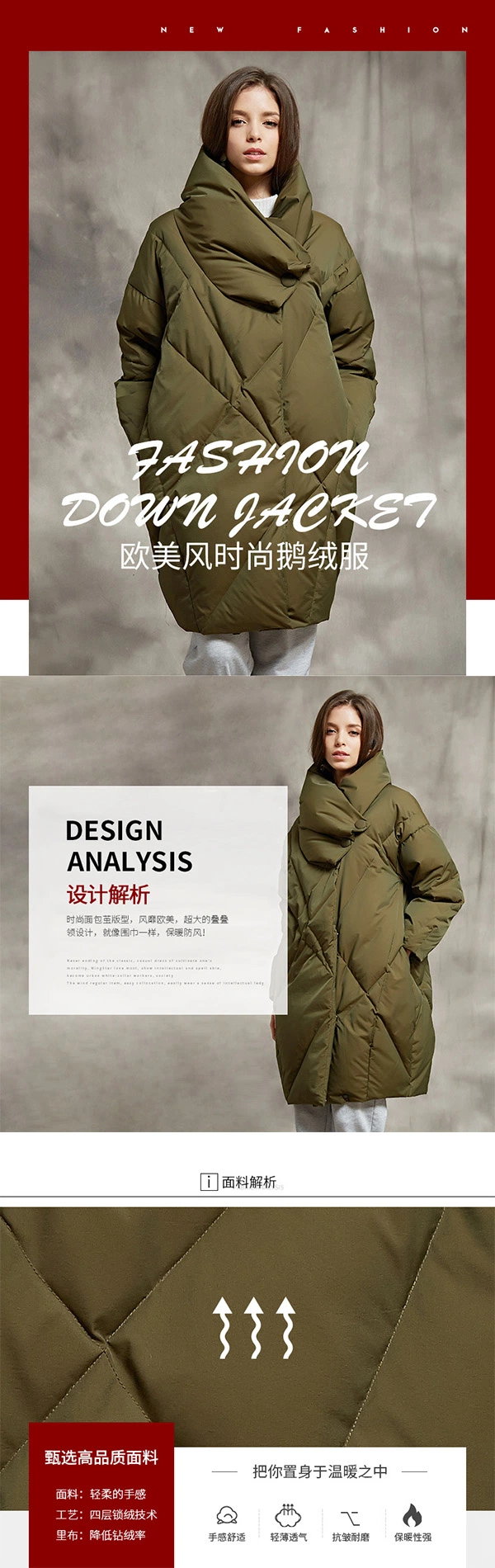 New Winter Down Jacket Women&prime;s MID-Length Thicker Down Coat