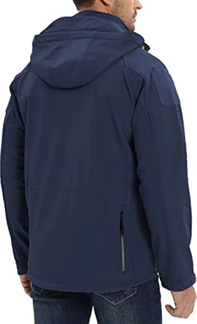Mens Outdoor Tactical Fleece Jacket Softshell Hooded Jacket Warm Hiking Winter Coat