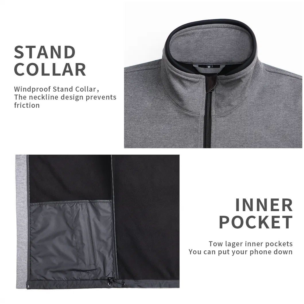 High Quality Mens Inner Dark Gray Fleece Lightweight Windproof Polar Sport Warm Winter Jacket Coat