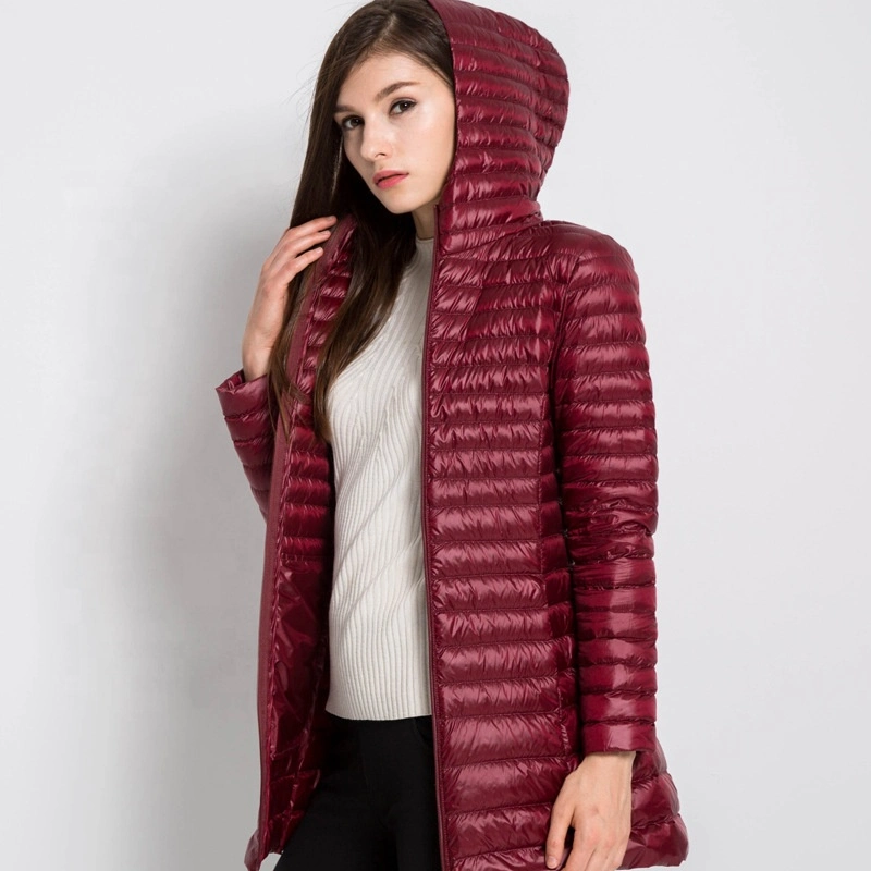 Women Winter Jackte MD-Long Style Quilted Jacket Plus Size Hooded Light Weight Down Jacket Wholesale Protective Against Cold in Winter