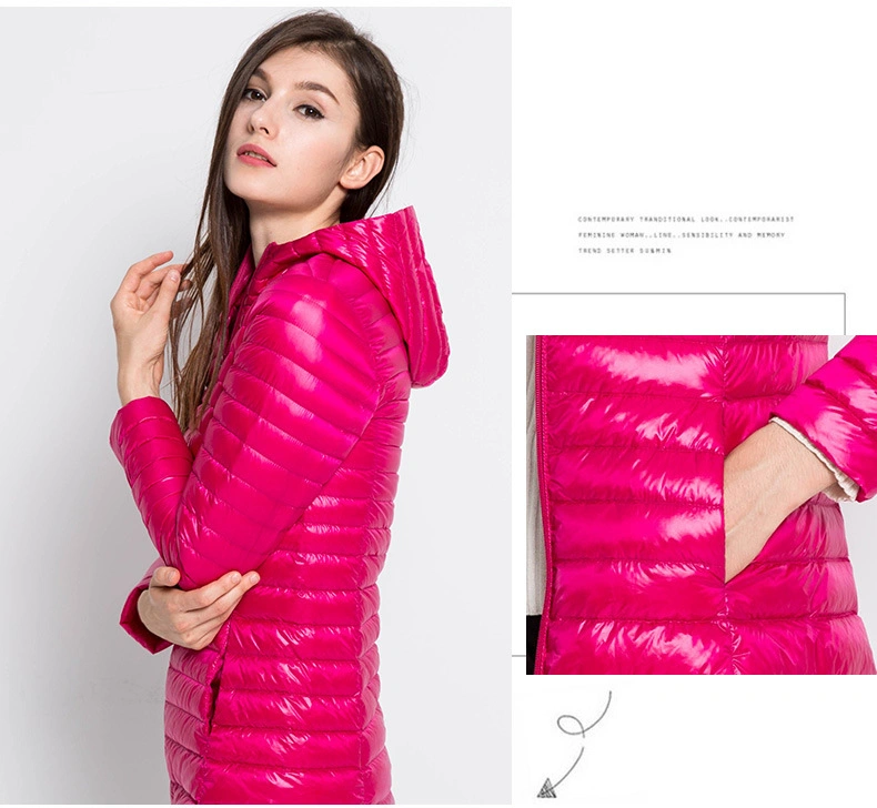 Women Winter Jackte MD-Long Style Quilted Jacket Plus Size Hooded Light Weight Down Jacket Wholesale Protective Against Cold in Winter