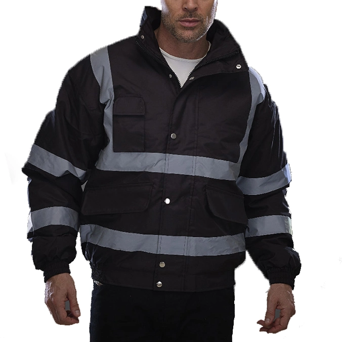 300d Oxford PU Coated Reflective Waterproof Multifunctional Pockets Safety Workwear Clothes Warm Jacket PPE Supplier