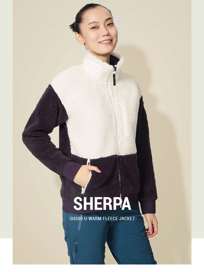 New Custom Woman Fashion Outdoor Sherpa Fleece Varsity Jacket Wholesale