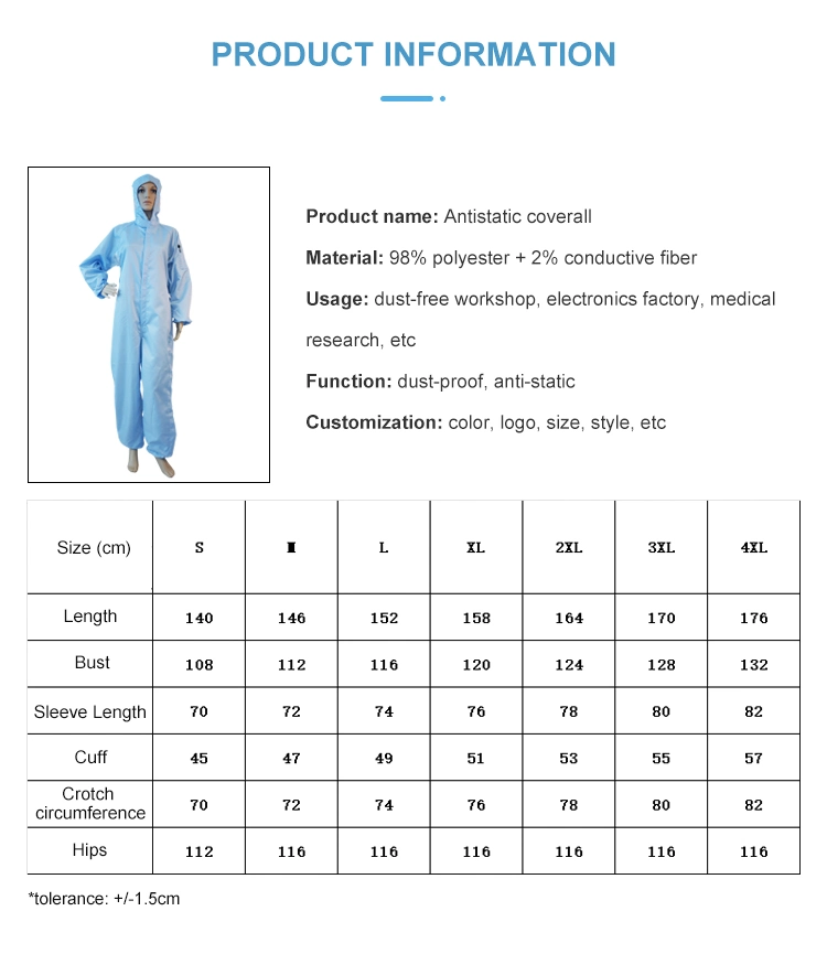 Manufacturer ESD Safe Anti-Static Clothing Protective Coverall Garment Antistatic Work Clothes