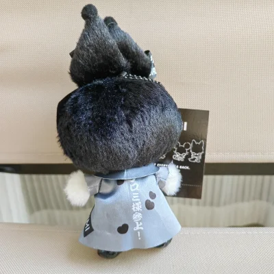 Ruunjoy cute giapponese Sanrio Kuromi portachiavi Nero e Bianco scuro Abito a prua con borsone in plush giocattolo con borchie regalo di Natale