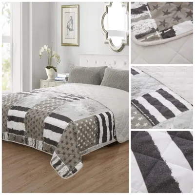 Set di piumini di alta qualità di lusso con dimensione queen size Grey Color Biancheria da letto Comforter Star Design con piumone lavabile