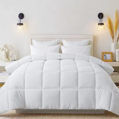 Down alternative Comforter (Bianco, Cal-King) tutte le stagioni morbido trapuntato - Comforter letto - piumino inserto con alette d′angolo - Inverno Estate caldo, 104X96 pollici