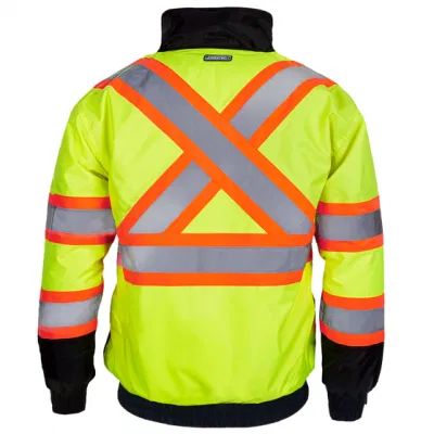 Giacca da lavoro antivento riflettente con protezione anti-vento posteriore ad alta visibilità per lavori su strada Indumenti protettivi