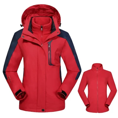 Vendita all′ingrosso 3 in 1 giacca da neve di alta qualità in pile Giacca impermeabile impermeabile da sci per donna