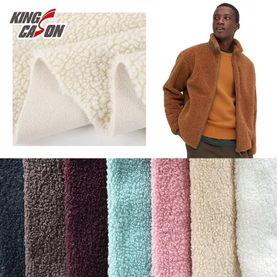 Kingcason poliestere antivento caldo colore personalizzato Sherpa Bonded Polar composito Tessuto in pile per tappetino con imbottitura a cuscino