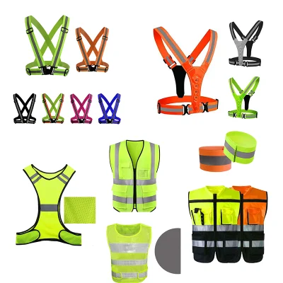 En ISO 20471 Abbigliamento di sicurezza per i lavoratori, giacca, braccialetti, imbracatura di sicurezza per il ciclismo a LED, giubbotto riflettente ad alta visibilità per esterni, escursionismo