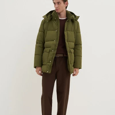 Puffer  in poliestere opaco fit personalizzato, autunnale-invernale Giacca con tasche multiple in verde oliva  per City Walk