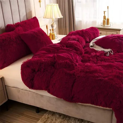  Commercio all′ingrosso Luxury King/Queen Size Faux Fur Velvet Plain Shaggy Mink Soffice biancheria da letto in plush trapunta letto