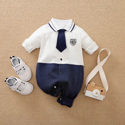 Abbigliamento all′ingrosso Baby Fashion 100% cotone manica lunga con tuta per fascette Pajama Baby Boys Romper