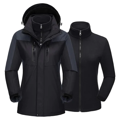  Produttore China Women′ S 3-in-1 giacca da sci invernale con staccabile Rivestimento in fibra impermeabile del cappuccio giacca impermeabile per snowboard