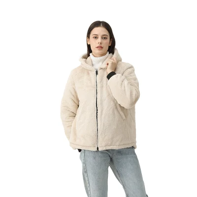 Varsity Casual Luxury Sherpa felpa felpa con cappuccio in tessuto pile caldo Donna Giacche