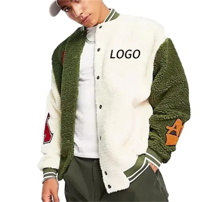 Custom uomo Produttori Abbigliamento personalizzato Letterman Baseball Sherpa Fleece Bomber Giacca Varities Flight Pilot Fur Jacket uomo