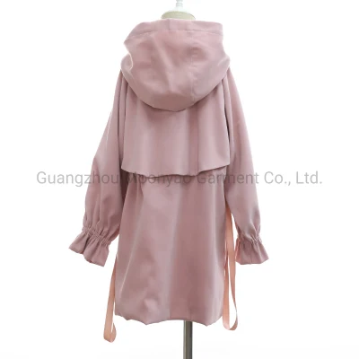 Cappotto di trincea con cappuccio lungo per ragazze di bambini junior per la vendita calda Produttore di abbigliamento in Cina