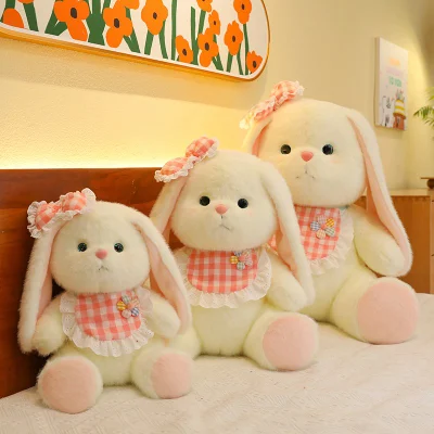 Bow Bunny personalizzato farcito animale Plush giocattolo Bib coniglio Pasqua Regalo