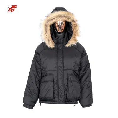 Asiapo China Factory Zara Style Donna con felpa nera per esterni Moda viaggio neve Inverno caldo morbido confortevole giacca Puffer