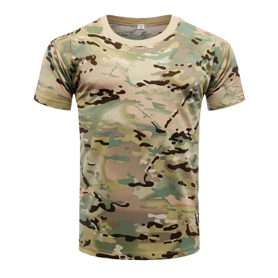 Nuova camicia da uomo outdoor con camouflage tattico e uniforme Camo Abbigliamento leggero tondo collo Tactical Quick-drying T-shirt maniche corte