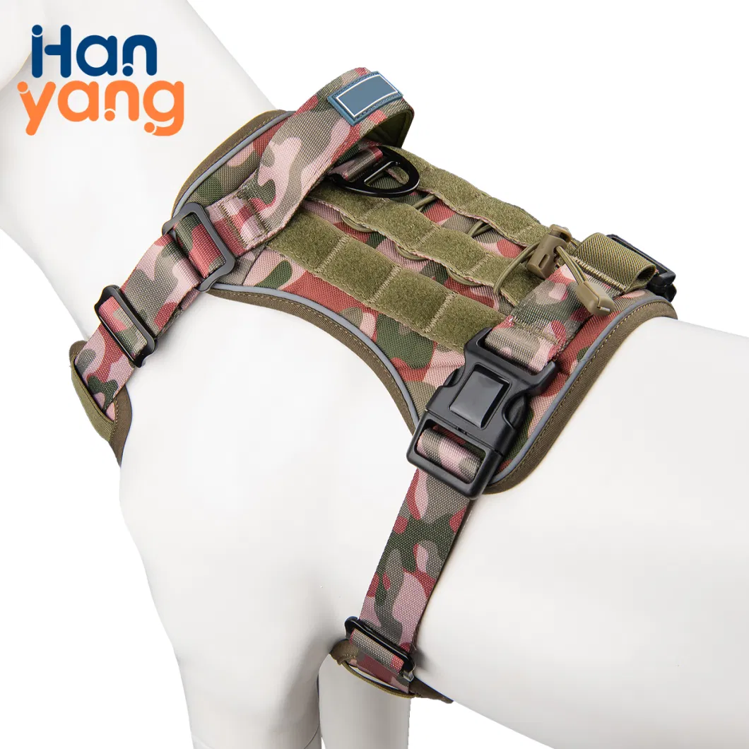 Hanyang Manufacturer Service Tactical Style Dog Vest Outdoor Hunting Dog Harness No Pull K9 Reflective Tactical Dog Harness