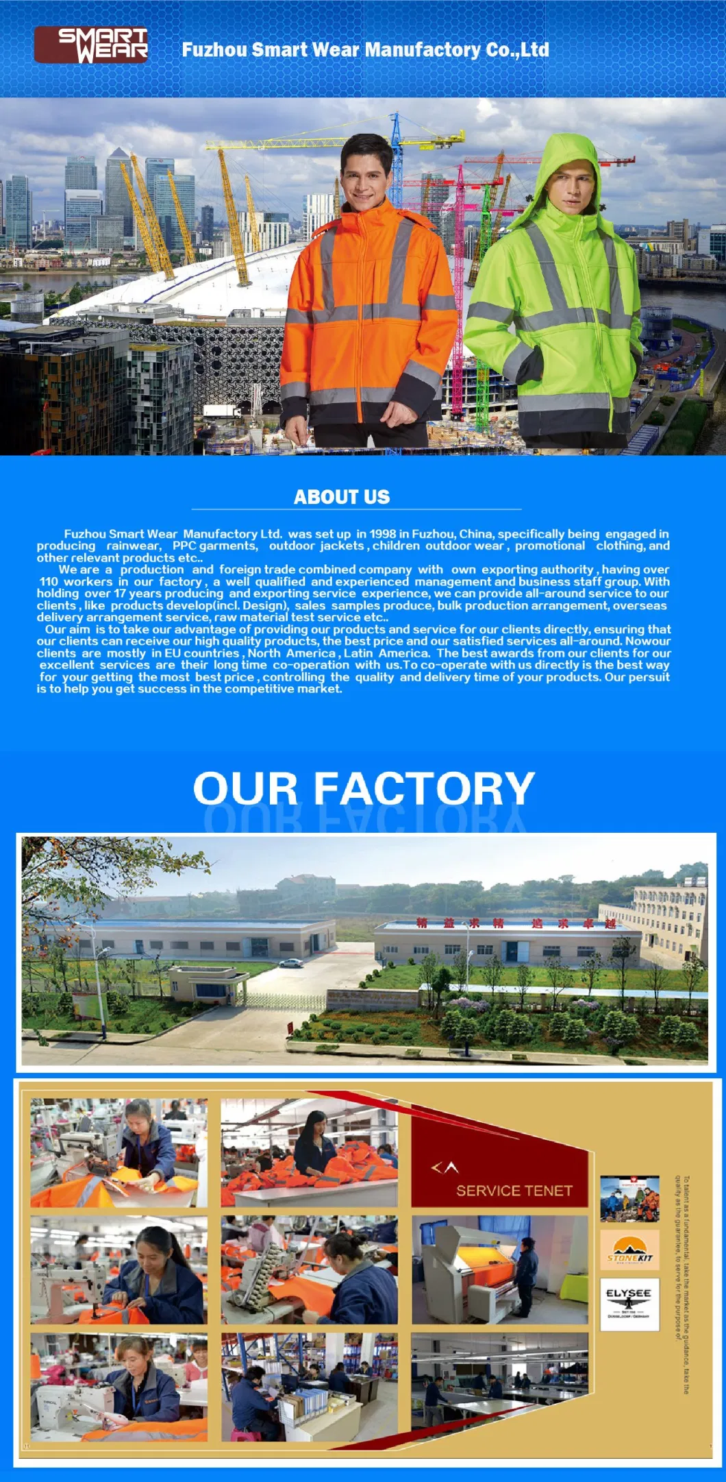 Factory Supply Custom Industrial Reflective Safety Construction Clothing Hi Vis Workwear