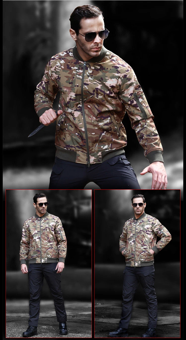 Sabado Outdoor Plus Size Waterproof Camo Windbreaker Military Hoodie Army Hunting Softshell Tactical Jacket for Men