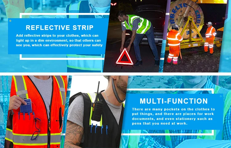 Reflective Tape Lower Pockets Comfortable Jacket Safety Vest for Men Women