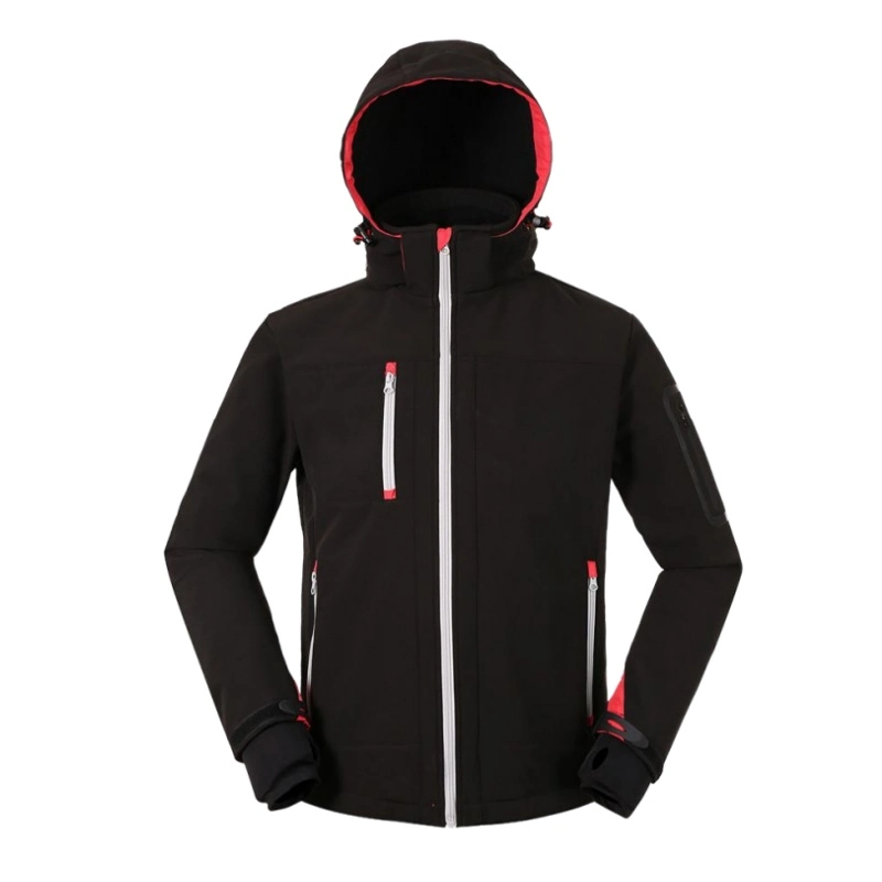 Custom High Quality Black 3 in 1 Waterproof Hood Warm Breathable Fleece Tactical Coat Outdoor Hiking Ski Soft Shell Windbreaker Jacket