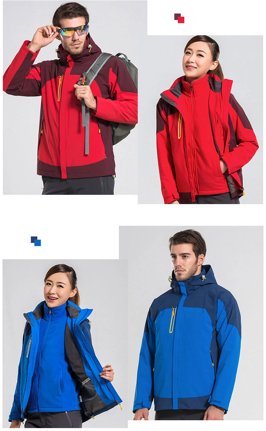 Hiworld Three-in-One with Logo Printable Two-Piece Set Warm Interchange Outdoor Jacket