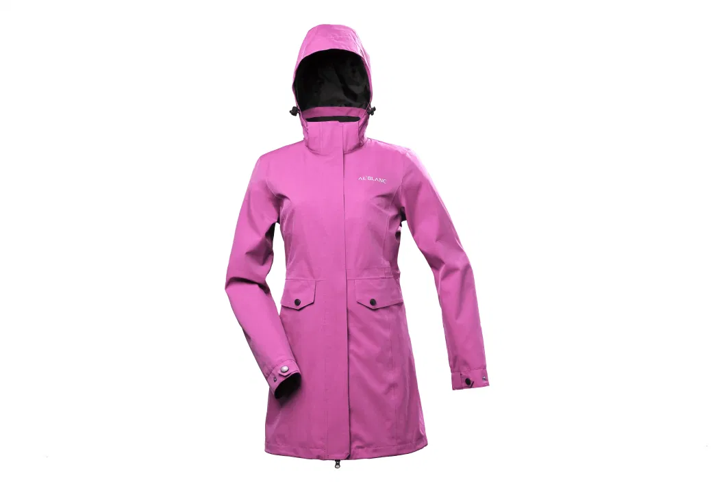 China Supplier Outdoor Clothing Women Long Style Softshell Windproof Waterproof Windbreaker Sport Rain Jacket