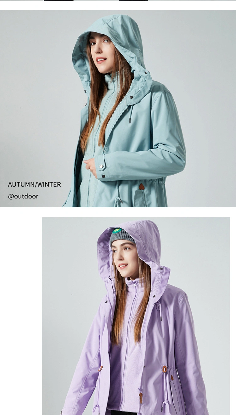 Womens 3-in-1 Winter Jacket Waterproof Rain Coat with Hood Warm Fleece Ski Jackets